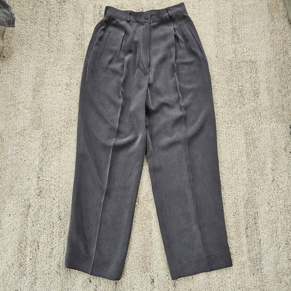 Vintage Calvin Klein Collection 100% Silk 2 Piece Pant Suit Blazer & Trousers 8 - Picture 4 of 6